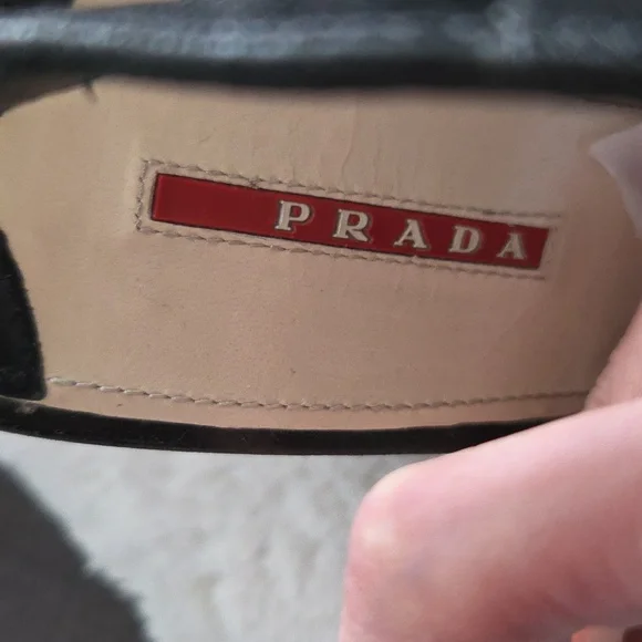 Prada Linea Rossa leather ankle wrap chunky heel sandals Sz 40 - Picture 3 of 16
